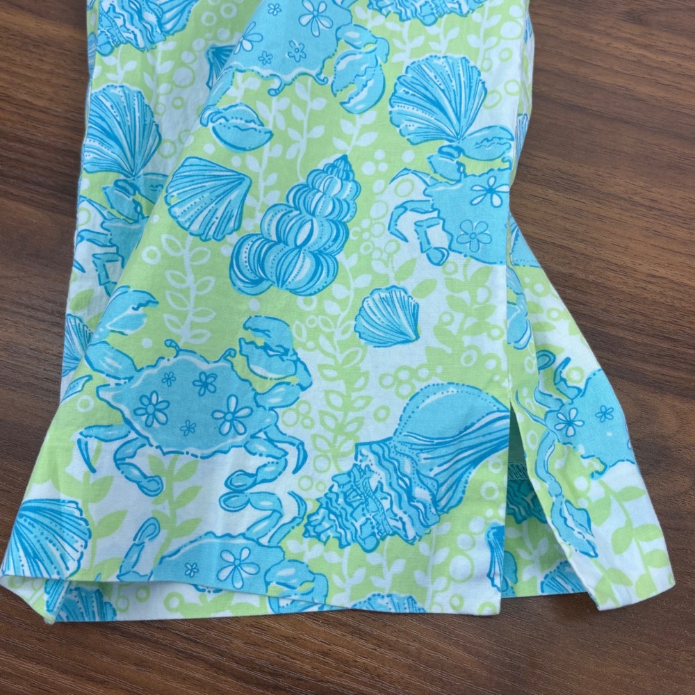 Lilly Pulitzer Womens Size 10 Capri Pants Crab Shell Print Cropped Blue White - Picture 6 of 13
